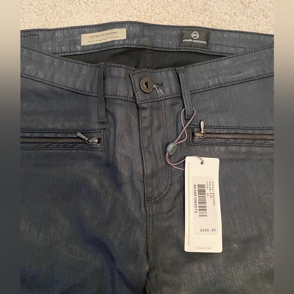 AG black coated moto jeans size 29 new with tags